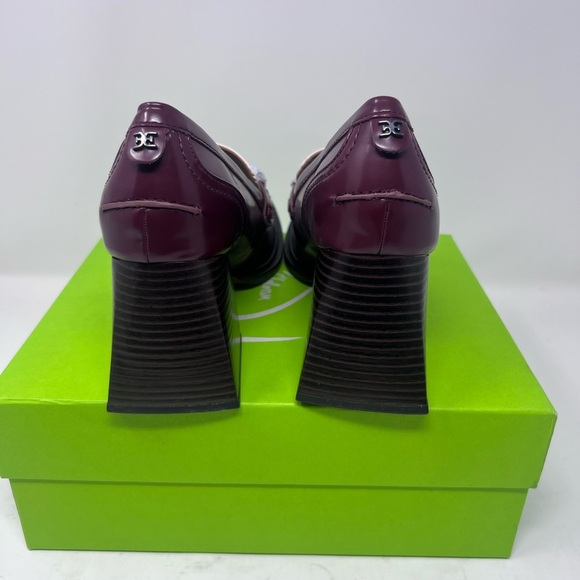 NWB! Sam Edelman Quincy Maroon/Ivory Faux Leather Loafer Pumps In US 8 M - Picture 2 of 9